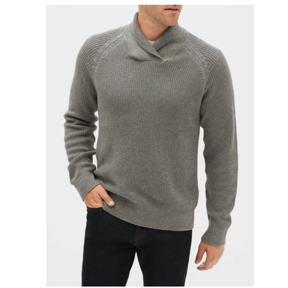 GAP Men's Ribbed Pullover Sweater Grey Medium